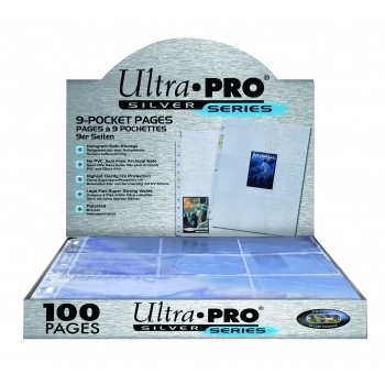 Ultra Pro - Silver 9-Pocket Pages (11 Hole) Display (100 Pages) - Kort Tilbehør